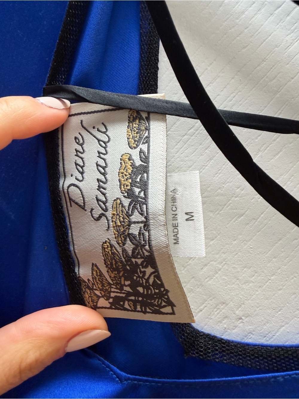 Diane Von Furstenberg Royal Blue V-Neck Lace-Trim Blouse - Picture 3 of 3